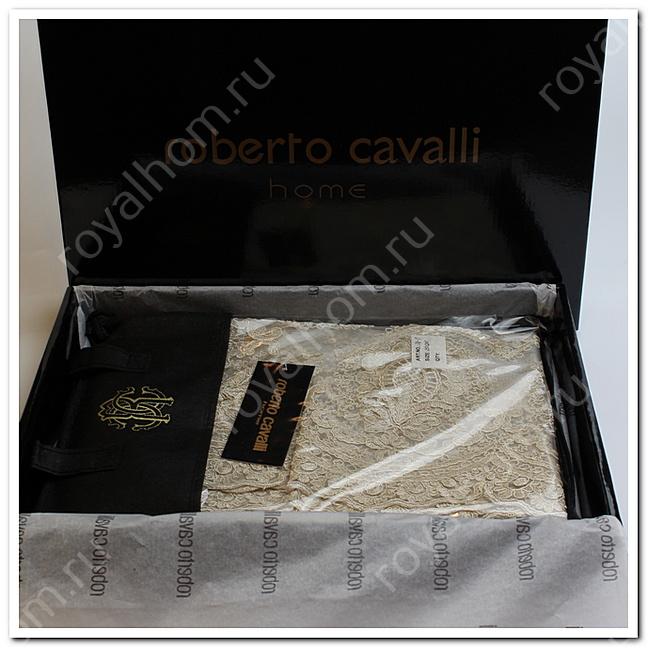 Прозрачная скатерть с кружевами Roberto Cavalli р.150x220 №6190