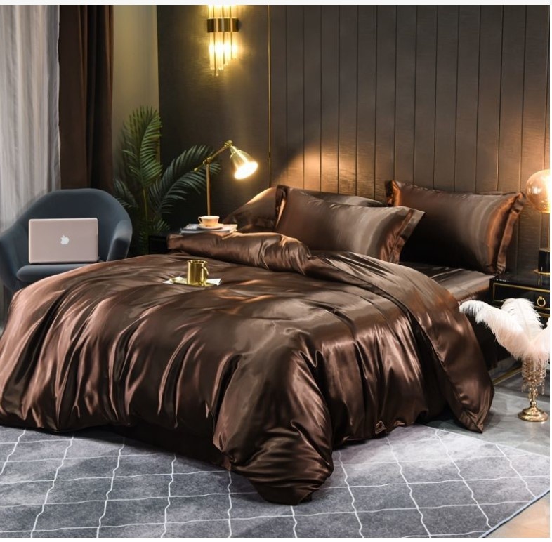 Коричневое шёлковое постельное бельё La Perla евро — элегантность и уют для вашей спальни № 10732