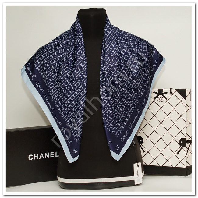VIP Платок женский Chanel р. 90x90 см (ручная обработка края) №9318